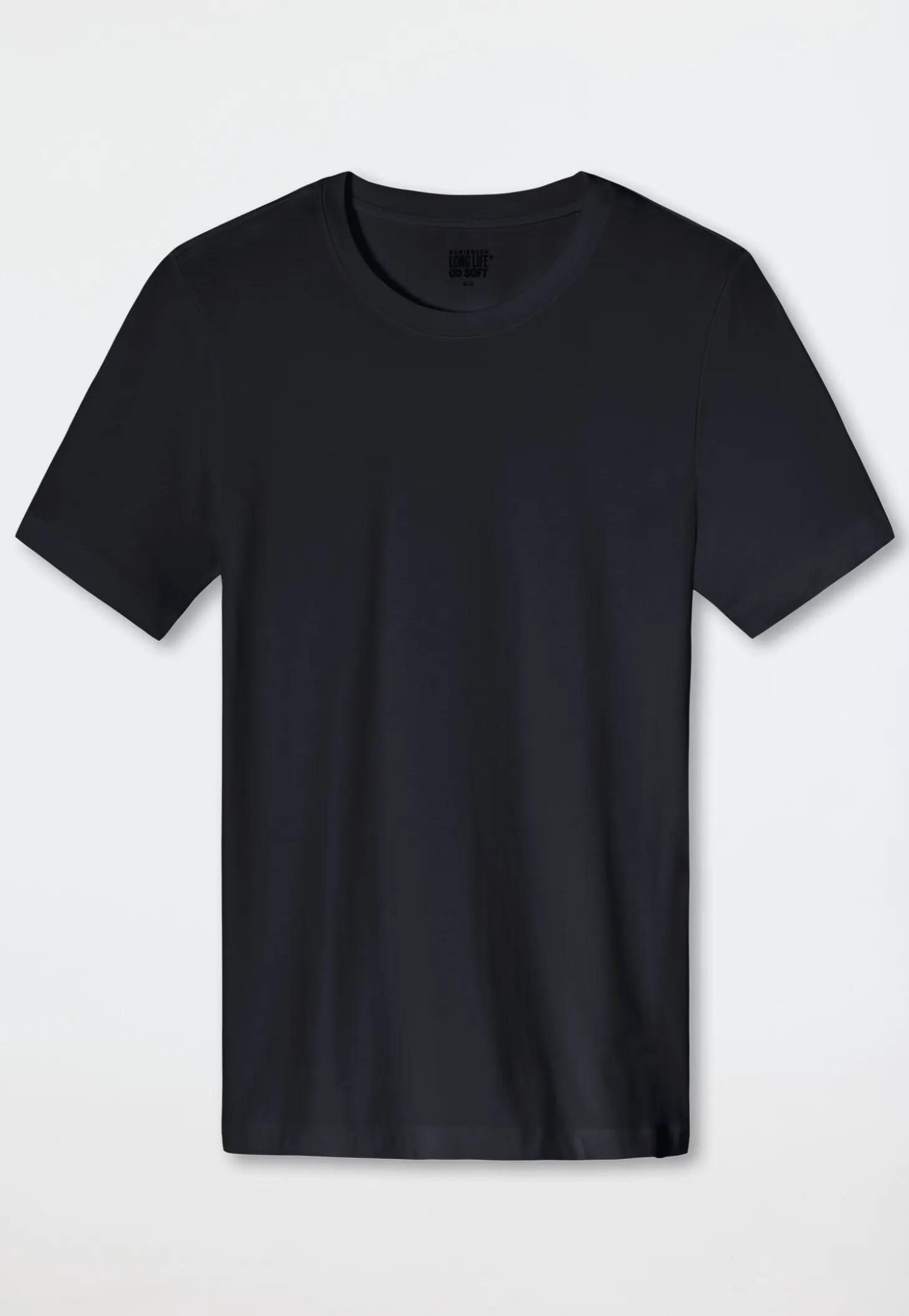 Shirt kurzarm Jersey elastisch rundhals blauschwarz - Long Life Soft