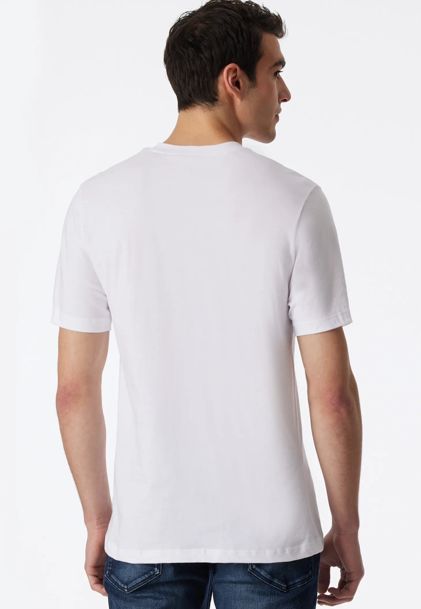 Shirt kurzarm Jersey 2er-Pack V-Ausschnitt weiß - American T-Shirt