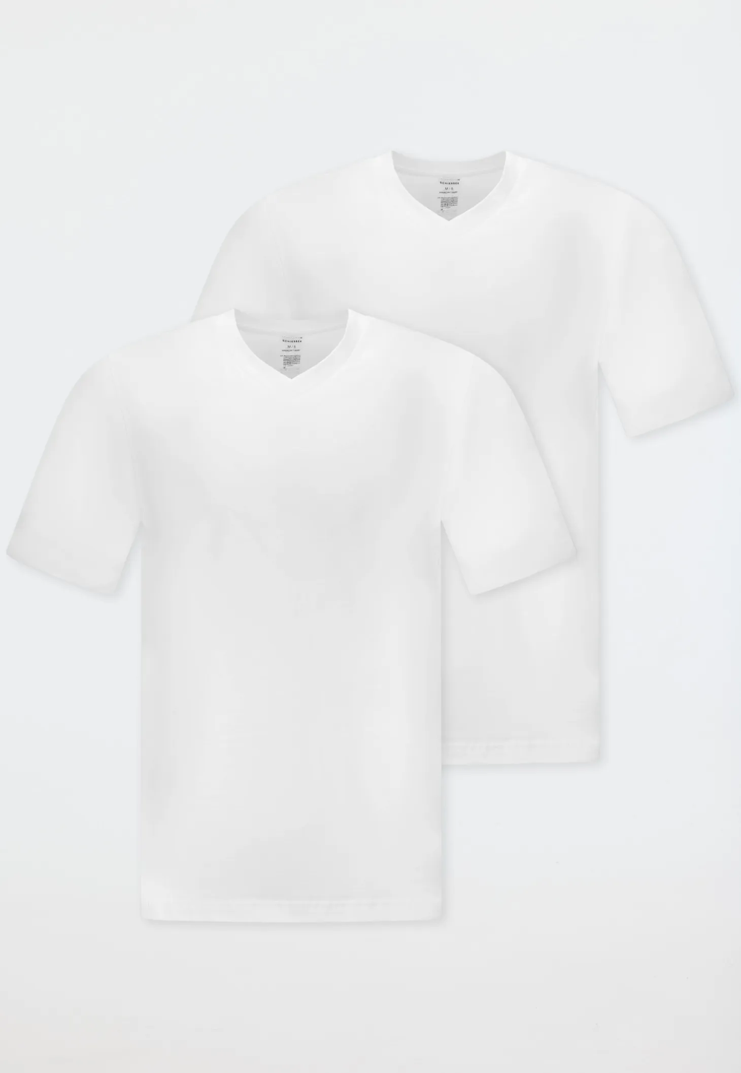 Shirt kurzarm Jersey 2er-Pack V-Ausschnitt weiß - American T-Shirt