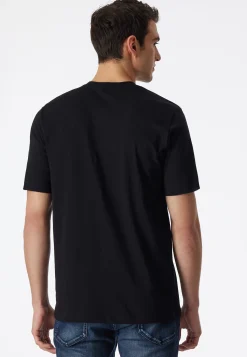 Shirt kurzarm Jersey 2er-Pack V-Ausschnitt schwarz - American T-Shirt