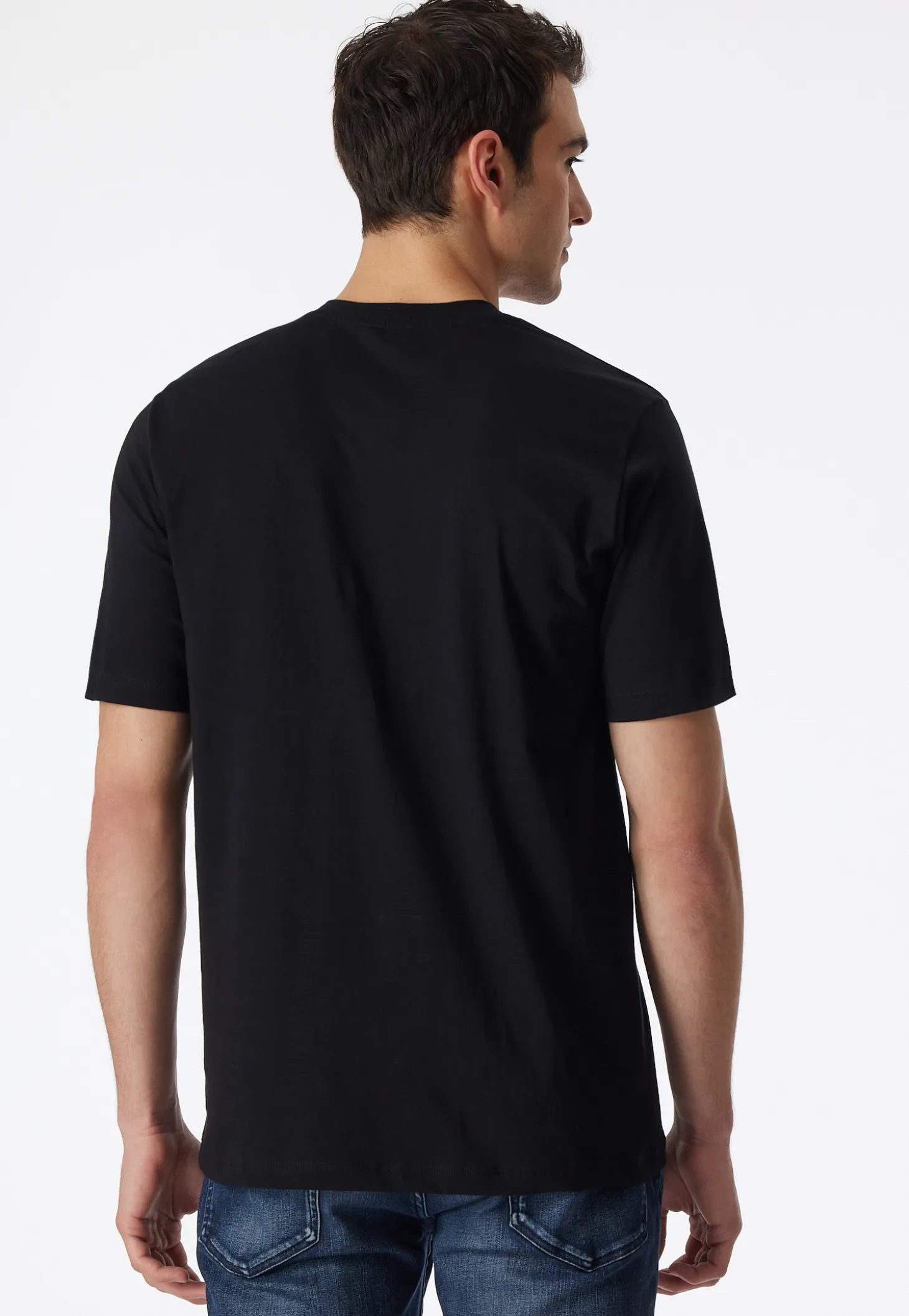 Shirt kurzarm Jersey 2er-Pack V-Ausschnitt schwarz - American T-Shirt
