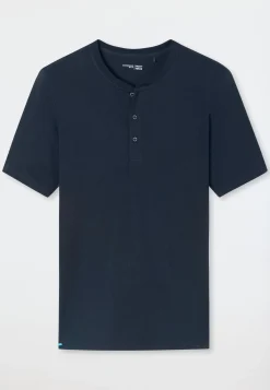 Shirt kurzarm Knopfleiste nachtblau - Mix+Relax