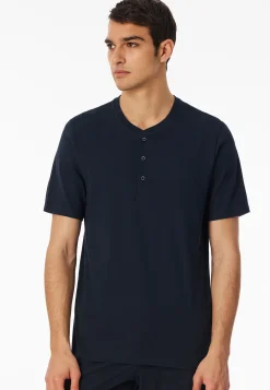 Shirt kurzarm Knopfleiste nachtblau - Mix+Relax