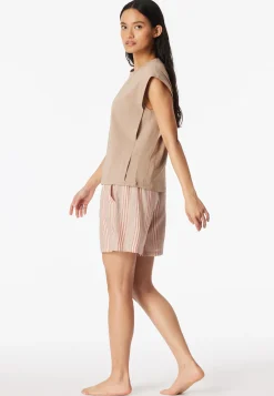 Shirt kurzarm Leinen mocha - Mix+Relax