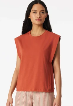 Shirt kurzarm Leinen terracotta - Mix+Relax