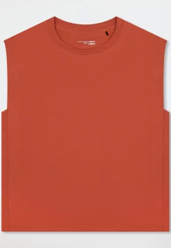 Shirt kurzarm Leinen terracotta - Mix+Relax