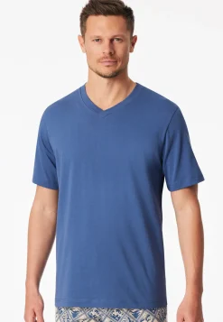 Shirt kurzarm V-Ausschnitt atlantikblau - Mix+Relax