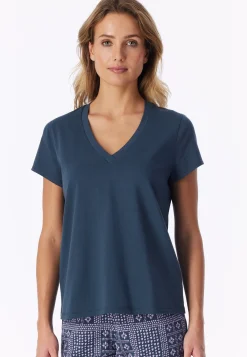 Shirt kurzarm V-Ausschnitt deep blue - Mix+Relax