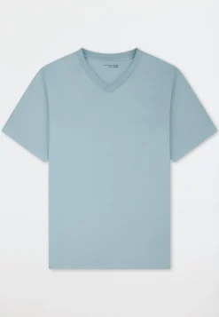 Shirt kurzarm V-Ausschnitt eisblau - Mix+Relax