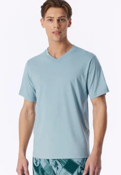 Shirt kurzarm V-Ausschnitt eisblau - Mix+Relax