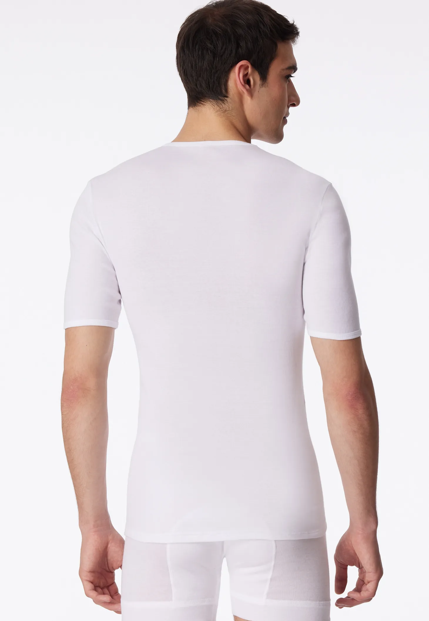 Shirt kurzarm V-Ausschnitt Feinripp weiß - Original Classics
