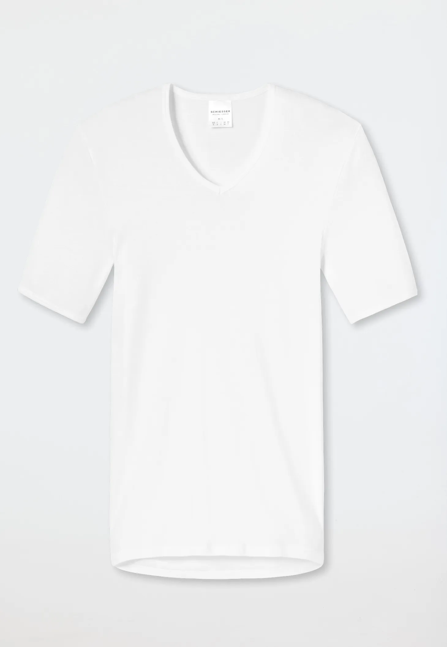 Shirt kurzarm V-Ausschnitt Feinripp weiß - Original Classics