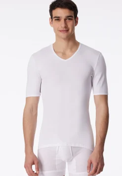 Shirt kurzarm V-Ausschnitt Feinripp weiß - Original Classics