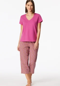 Shirt kurzarm V-Ausschnitt fuchsia - Mix+Relax