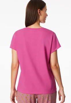 Shirt kurzarm V-Ausschnitt fuchsia - Mix+Relax