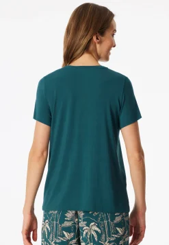 Shirt kurzarm V-Ausschnitt grün - Mix+Relax