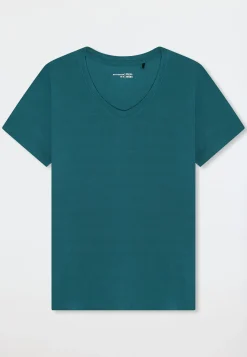 Shirt kurzarm V-Ausschnitt grün - Mix+Relax