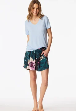 Shirt kurzarm V-Ausschnitt hellblau - Mix+Relax