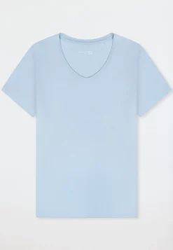 Shirt kurzarm V-Ausschnitt hellblau - Mix+Relax