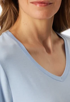Shirt kurzarm V-Ausschnitt hellblau - Mix+Relax