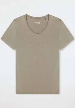 Shirt kurzarm V-Ausschnitt jade - Mix+Relax