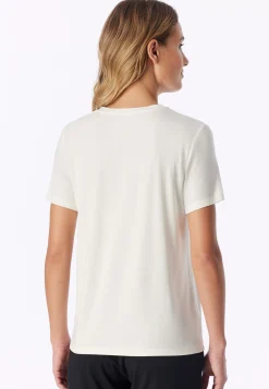 Shirt kurzarm V-Ausschnitt naturweiß - Mix+Relax