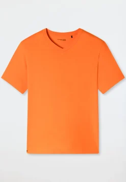 Shirt kurzarm V-Ausschnitt orange - Mix+Relax