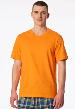 Shirt kurzarm V-Ausschnitt orange - Mix+Relax