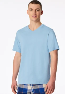 Shirt kurzarm V-Ausschnitt pacific blue - Mix+Relax