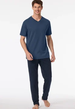 Shirt kurz arm V-Ausschnitt royal - Mix+Relax