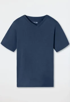 Shirt kurz arm V-Ausschnitt royal - Mix+Relax