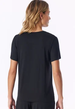 Shirt kurzarm V-Ausschnitt schwarz - Mix+Relax