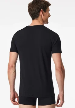 Shirt kurzarm V-Ausschnitt schwarz - Premium Modal