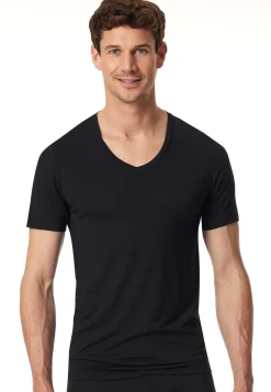 Shirt kurzarm V-Ausschnitt schwarz - Premium Modal