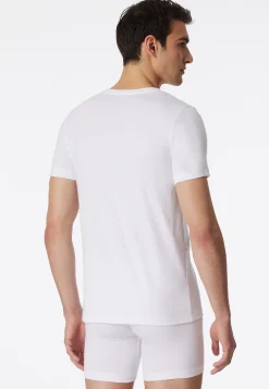 Shirt kurzarm V-Ausschnitt weiß - Long Life Cotton