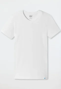 Shirt kurzarm V-Ausschnitt weiß - Long Life Cotton