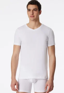 Shirt kurzarm V-Ausschnitt weiß - Long Life Cotton