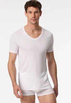 Shirt kurzarm V-Ausschnitt weiß - Premium Modal