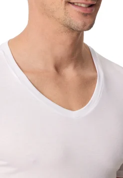 Shirt kurzarm V-Ausschnitt weiß - Premium Modal