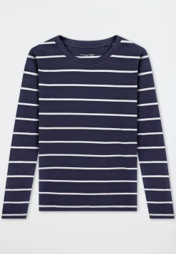 Shirt langarm dunkelblau-weiß geringelt - Mix+Relax