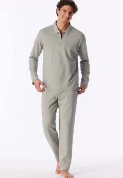 Shirt langarm Feinripp Jacquard Zipper bright taupe - Mix+Relax