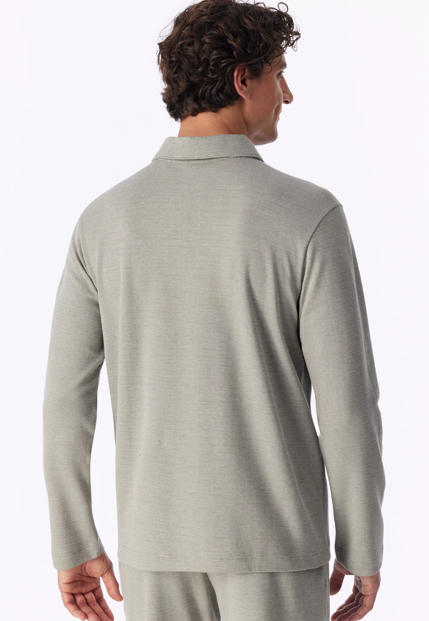 Shirt langarm Feinripp Jacquard Zipper bright taupe - Mix+Relax