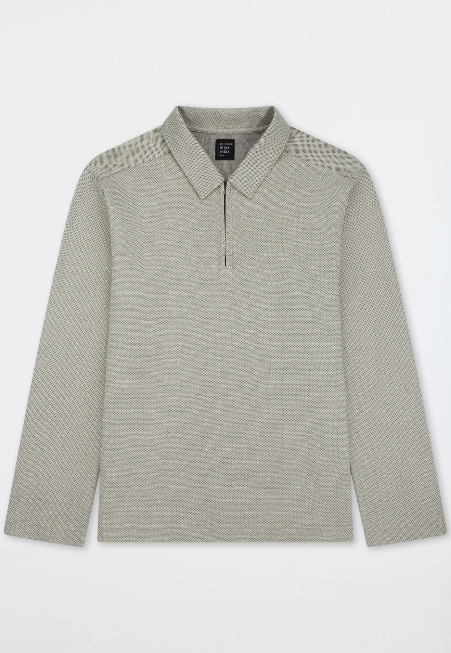 Shirt langarm Feinripp Jacquard Zipper bright taupe - Mix+Relax