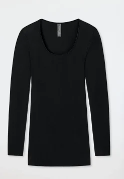 Shirt langarm Feinripp rundhals Spenzer schwarz - Luxury