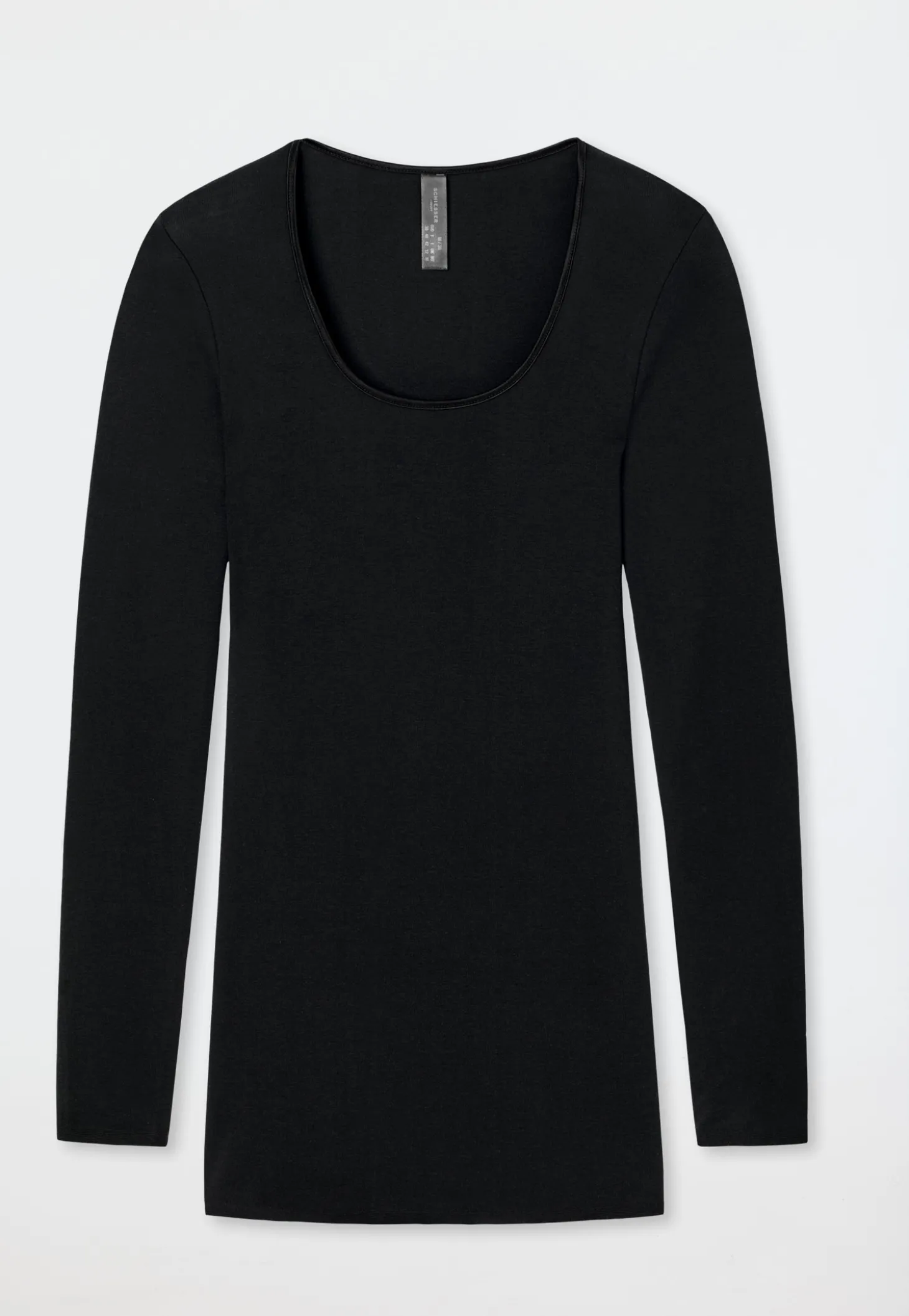 Shirt langarm Feinripp rundhals Spenzer schwarz - Luxury
