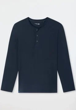 Shirt langarm Knopfleiste nachtblau - Mix+Relax