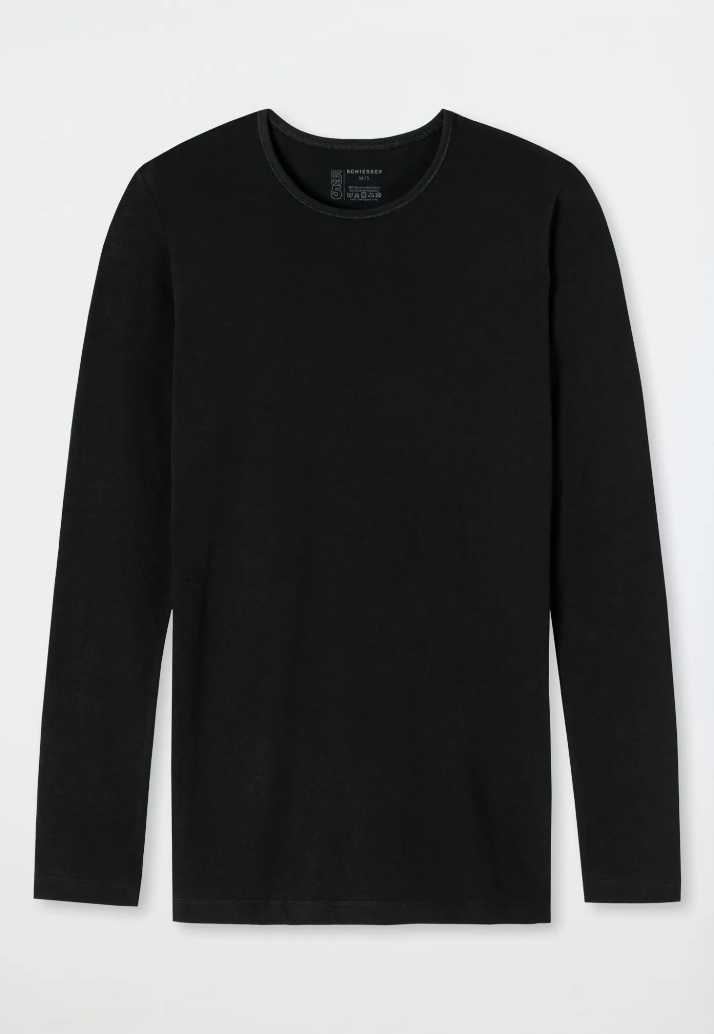 Shirt langarm Rundhals schwarz - 95/5