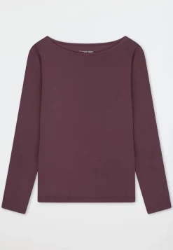 Shirt langarm U-Boot-Ausschnitt kakaobraun - Mix+Relax
