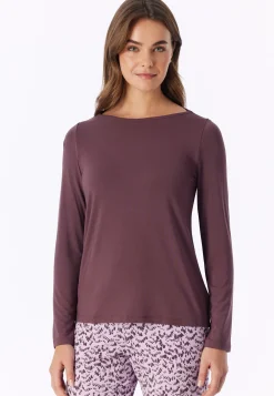 Shirt langarm U-Boot-Ausschnitt kakaobraun - Mix+Relax