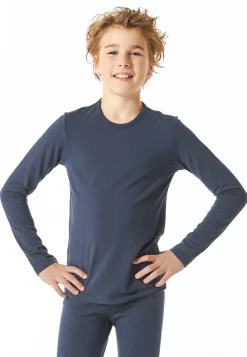 Shirt langarm unisex wärmend jeansblau - Thermo